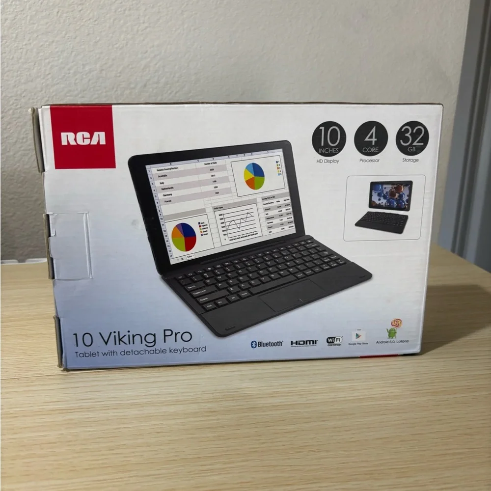 10 Viking Pro Tablet with Detachable Keyboard - Black